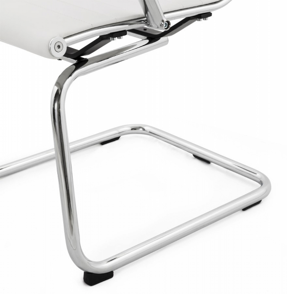 Scaun conferinta alb Yotta design modern, tapitat piele ecologica, baza sanie otel crom, OC00190WH - Kokoon [13]
