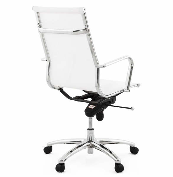 Scaun birou alb Liana design modern, mesh / baza rotativa otel cromat, OC00220WH - Kokoon [4]