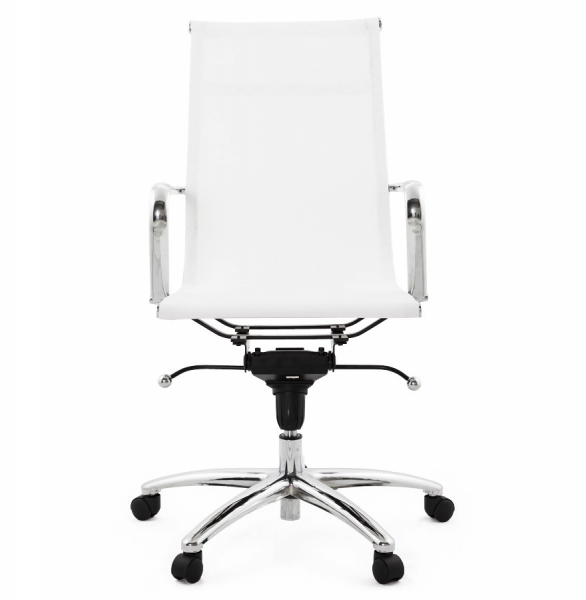 Scaun birou alb Liana design modern, mesh / baza rotativa otel cromat, OC00220WH - Kokoon [2]