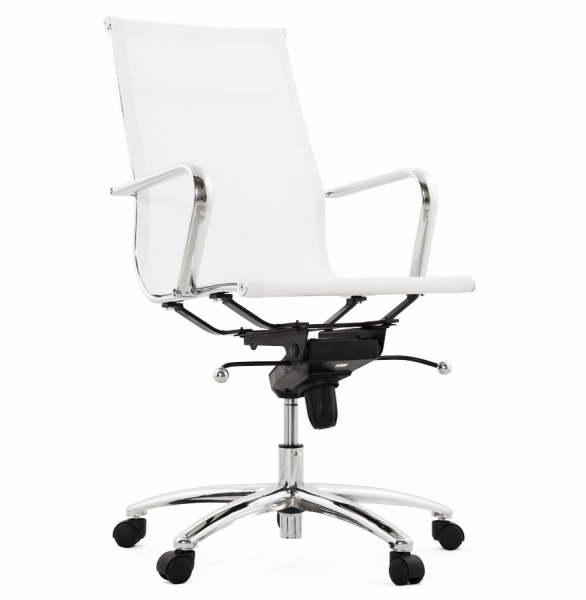 Scaun birou alb Liana design modern, mesh / baza rotativa otel cromat, OC00220WH - Kokoon [6]