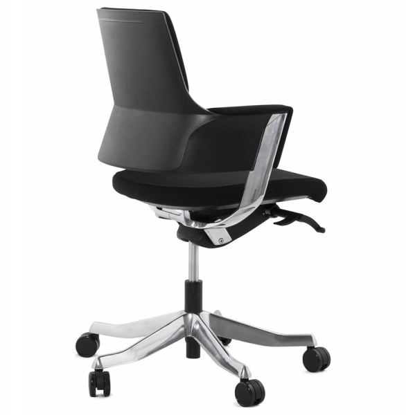 Scaun birou negru lux Ray, design ergonomic elegant, tapiterie textila, baza rotativa aluminiu, OC00390BL - Kokoon [4]
