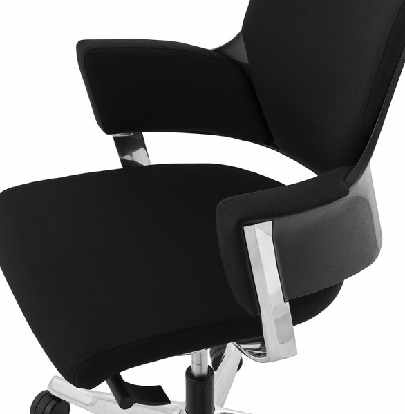 Scaun birou negru lux Ray, design ergonomic elegant, tapiterie textila, baza rotativa aluminiu, OC00390BL - Kokoon [6]