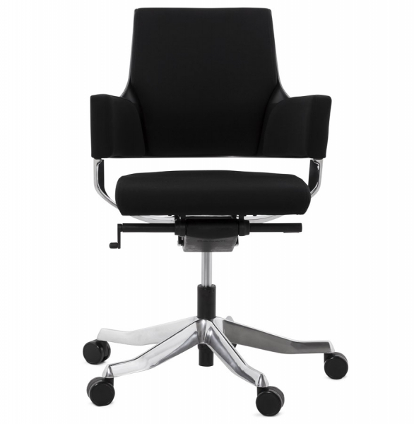 Scaun birou negru lux Ray, design ergonomic elegant, tapiterie textila, baza rotativa aluminiu, OC00390BL - Kokoon [2]