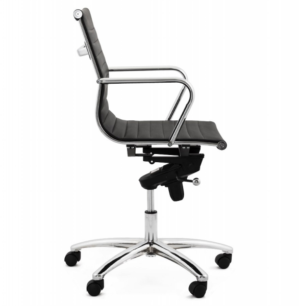 Scaun managerial negru Michelin modern, tapiterie piele ecologica, picioare otel crom cu rotile, OC00180BL - Kokoon [3]