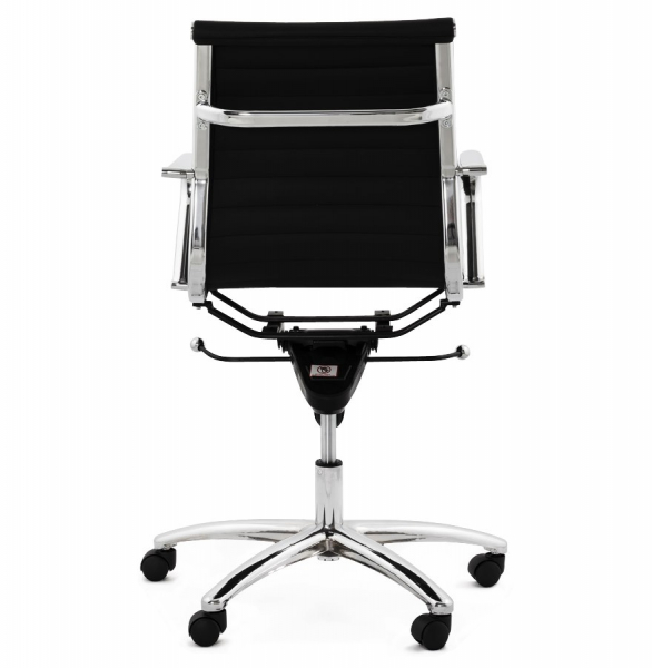 Scaun managerial negru Michelin modern, tapiterie piele ecologica, picioare otel crom cu rotile, OC00180BL - Kokoon [5]