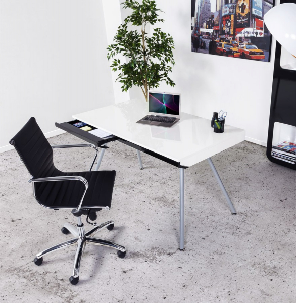 Scaun managerial negru Michelin modern, tapiterie piele ecologica, picioare otel crom cu rotile, OC00180BL - Kokoon [17]