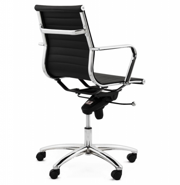 Scaun managerial negru Michelin modern, tapiterie piele ecologica, picioare otel crom cu rotile, OC00180BL - Kokoon [4]