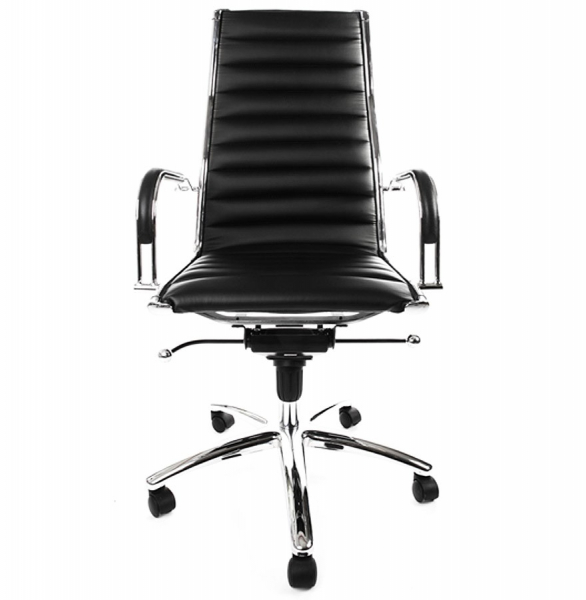 Scaun managerial negru birou Torino tapitat piele ecologica / baza otel cromat, OC00080BL - Kokoon [2]