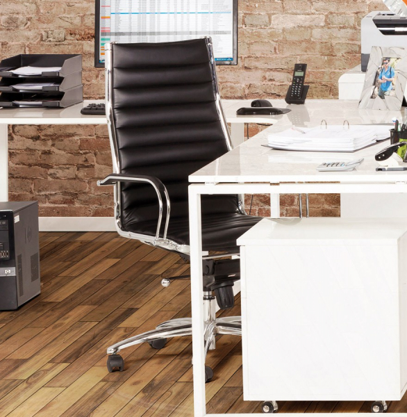 Scaun managerial negru birou Torino tapitat piele ecologica / baza otel cromat, OC00080BL - Kokoon [12]
