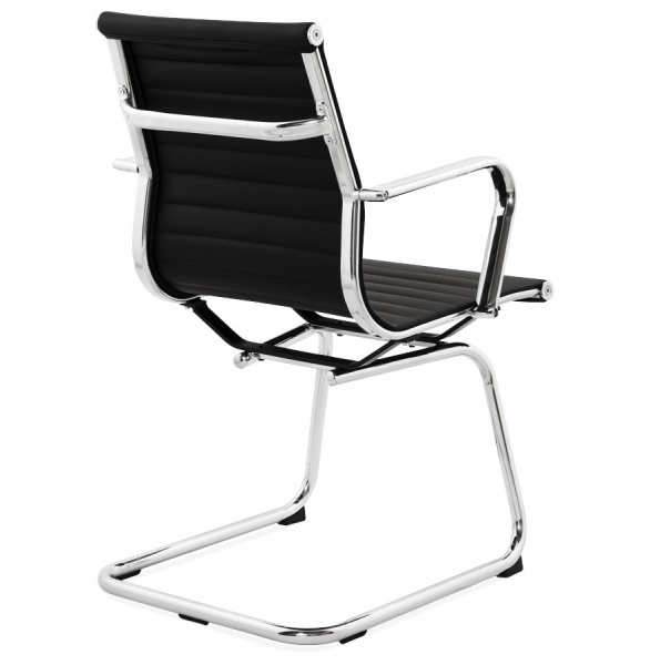 Scaun conferinta negru Yotta design modern, tapitat piele ecologica, baza otel crom, OC00200BL - Kokoon [4]