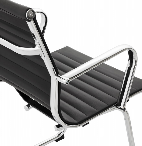 Scaun conferinta negru Yotta design modern, tapitat piele ecologica, baza otel crom, OC00200BL - Kokoon [11]