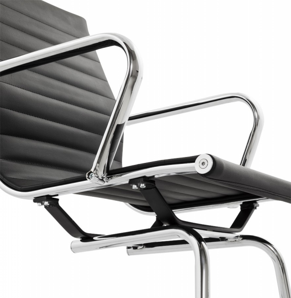 Scaun conferinta negru Yotta design modern, tapitat piele ecologica, baza otel crom, OC00200BL - Kokoon [15]
