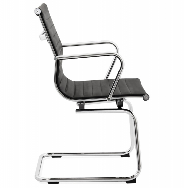 Scaun conferinta negru Yotta design modern, tapitat piele ecologica, baza otel crom, OC00200BL - Kokoon [3]
