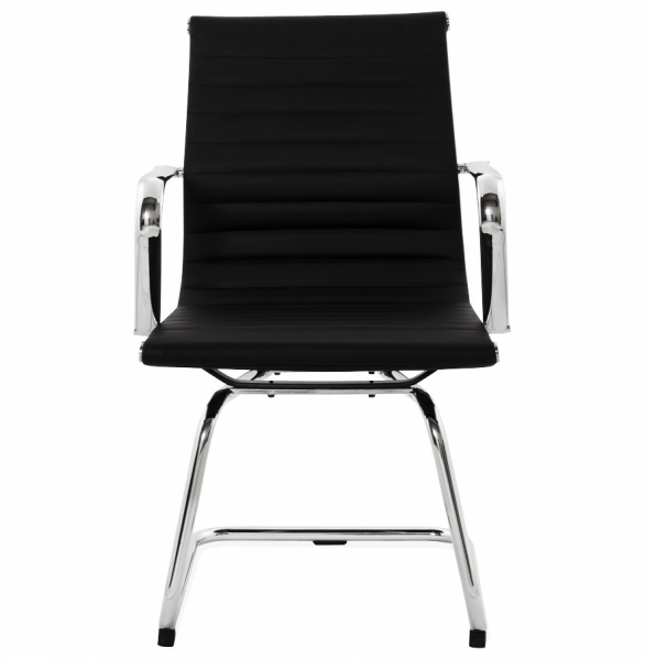Scaun conferinta negru Yotta design modern, tapitat piele ecologica, baza otel crom, OC00200BL - Kokoon [2]