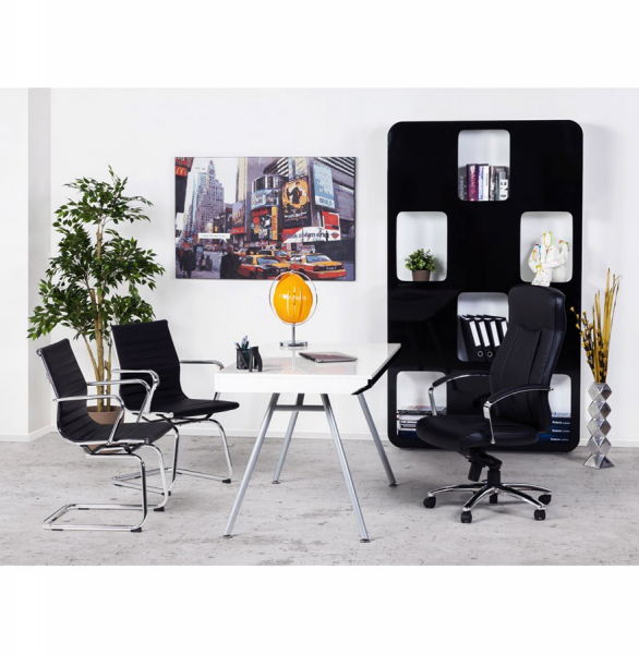 Scaun conferinta negru Yotta design modern, tapitat piele ecologica, baza otel crom, OC00200BL - Kokoon [17]