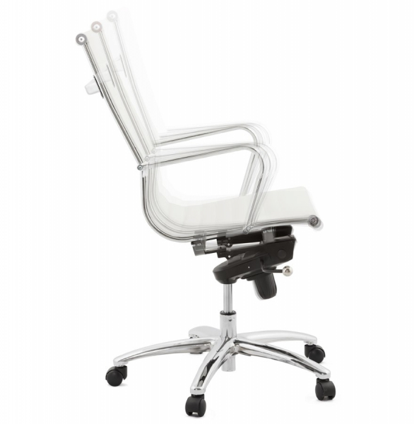 Scaun managerial alb piele ecologica Relik, design modern ergonomic detalii otel crom, OC00350WH - Kokoon [6]