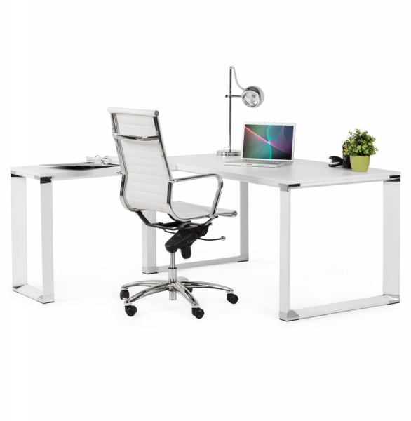 Scaun managerial alb piele ecologica Relik, design modern ergonomic detalii otel crom, OC00350WH - Kokoon [17]