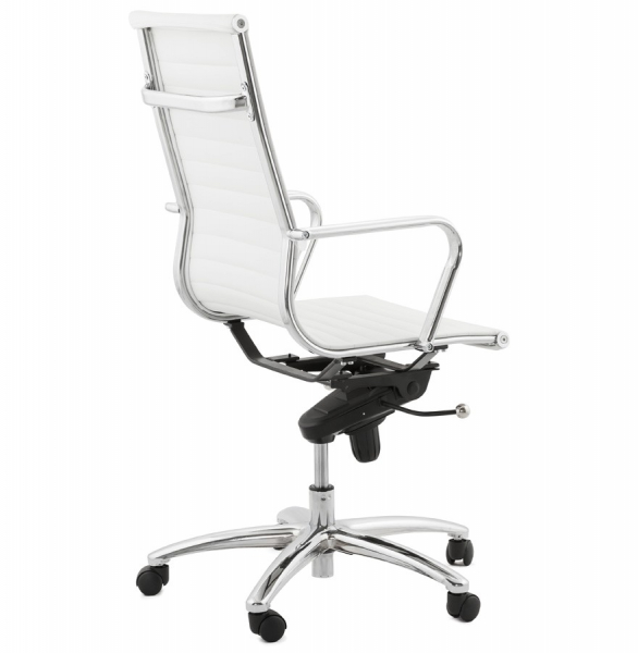 Scaun managerial alb piele ecologica Relik, design modern ergonomic detalii otel crom, OC00350WH - Kokoon [4]