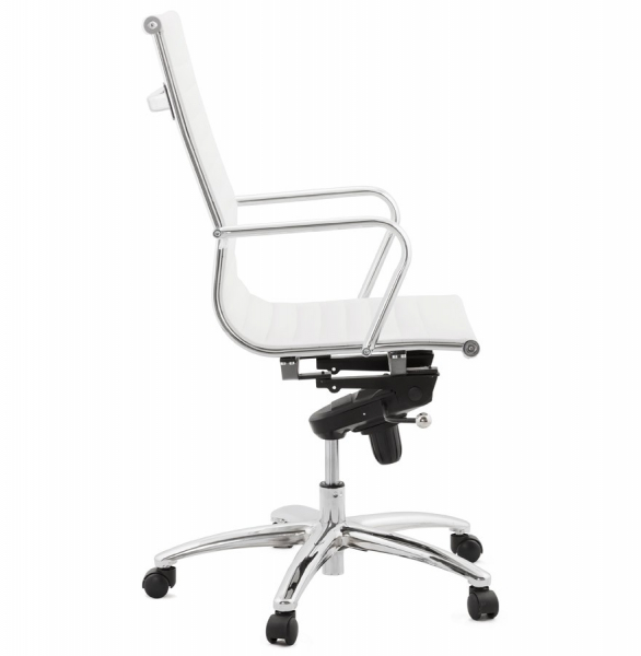 Scaun managerial alb piele ecologica Relik, design modern ergonomic detalii otel crom, OC00350WH - Kokoon [3]