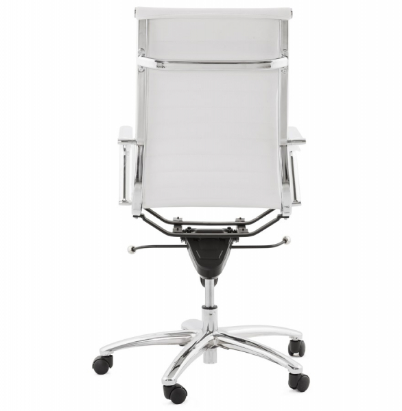 Scaun managerial alb piele ecologica Relik, design modern ergonomic detalii otel crom, OC00350WH - Kokoon [5]