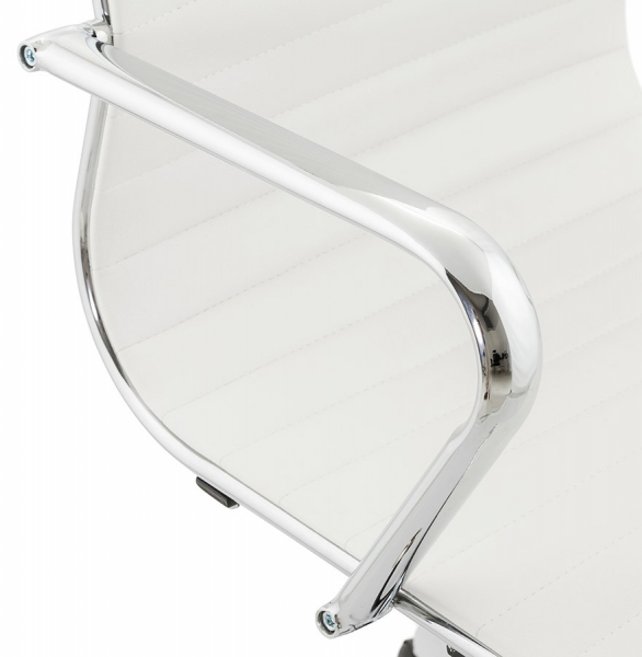 Scaun managerial alb piele ecologica Relik, design modern ergonomic detalii otel crom, OC00350WH - Kokoon [7]