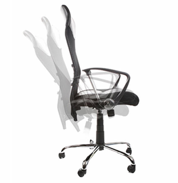 Scaun modern birou Cambridge negru tapitat piele ecologica, spatar mesh, OC00120BL - Kokoon [4]