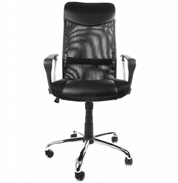 Scaun modern birou Cambridge negru tapitat piele ecologica, spatar mesh, OC00120BL - Kokoon [2]