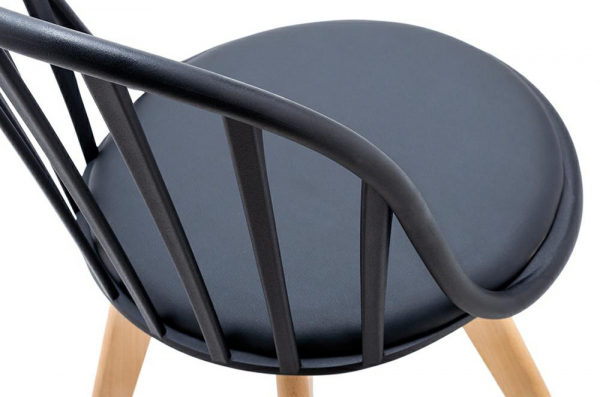Scaun modern in stil clasic Kasper cu spatar rotunjit, picioare lemn masiv/polipropilena, piele ecologica, PW801.BLACK - King [7]