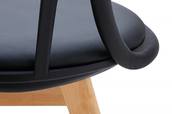 Scaun modern in stil clasic Kasper cu spatar rotunjit, picioare lemn masiv/polipropilena, piele ecologica, PW801.BLACK - King [4]