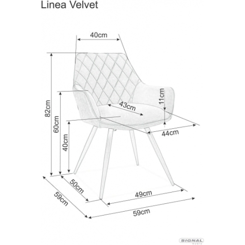 Scaun modern living catifea bej Linea Velvet, picioare negre metal, LINEAVCBE - Signal [2]