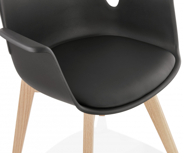 Scaun negru Huber design scandinav polipropilena, picioare fag, AC02720BLNA - Kokoon [6]