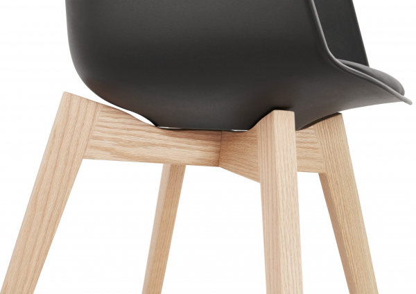 Scaun negru Huber design scandinav polipropilena, picioare fag, AC02720BLNA - Kokoon [8]