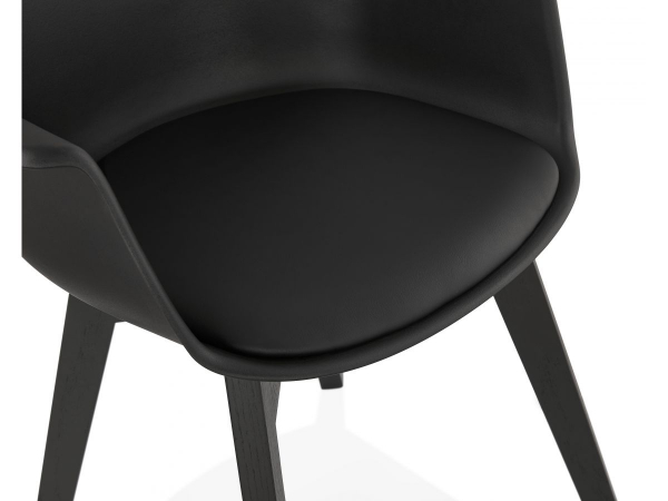 Scaun negru Huber design scandinav, polipropilena, picioare negre lemn, AC02740BLBL - Kokoon [6]