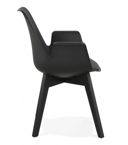 Scaun negru Huber design scandinav, polipropilena, picioare negre lemn, AC02740BLBL - Kokoon [3]