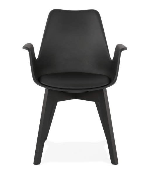 Scaun negru Huber design scandinav, polipropilena, picioare negre lemn, AC02740BLBL - Kokoon [2]