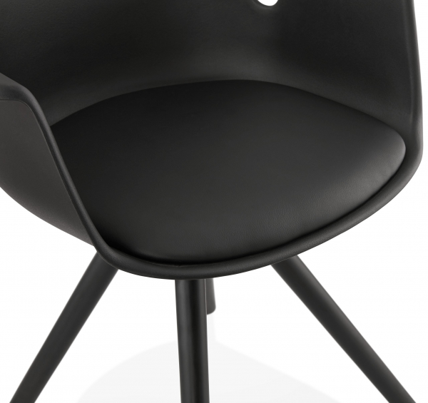 Scaun negru Rio design scandinav, picioare negre lemn, AC02700BLBL - Kokoon [3]