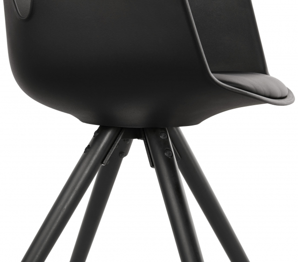Scaun negru Rio design scandinav, picioare negre lemn, AC02700BLBL - Kokoon [4]
