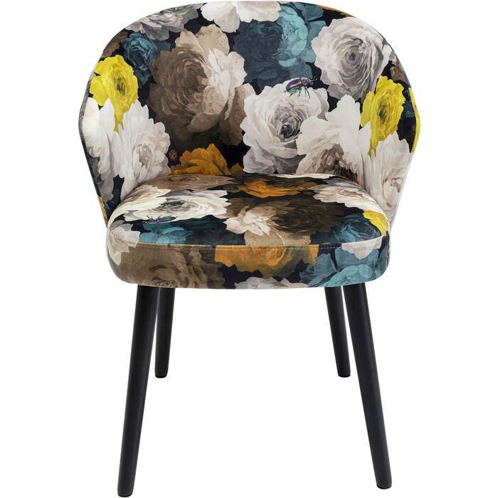 Scaun Peony Flower 56x54,5x76,5 cm, Țesătură Poliester Negru Lăcuit Pe Negru - Kare Design [4]
