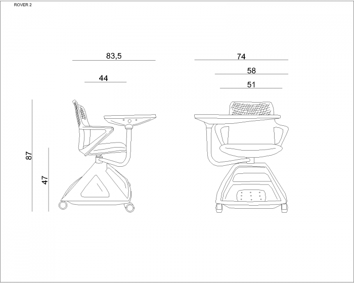 Scaun pivotant mobil cu stand/masuta Rover 2, spatar plastic, sezut material textil diverse culori, baza cu spatiu depozitare, 924G-BL418 - Unique [5]