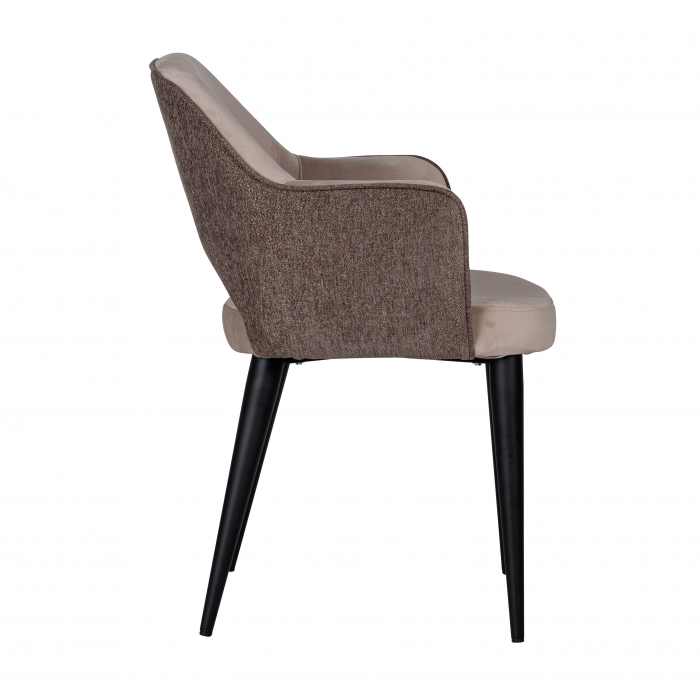 Scaun premium Farru poliester diverse culori si picioare metal negru, cu cotiere, S4483 KHAKI - Richmond Interiors [3]