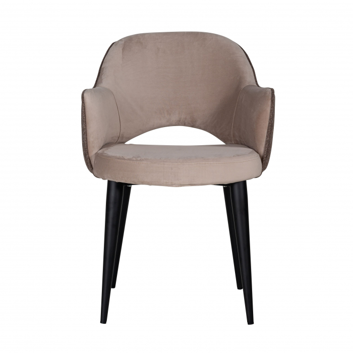 Scaun premium Farru poliester diverse culori si picioare metal negru, cu cotiere, S4483 KHAKI - Richmond Interiors [2]