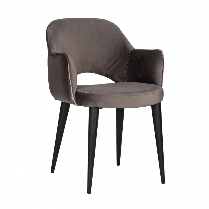 Scaun premium Farru poliester diverse culori si picioare metal negru, cu cotiere, S4483 KHAKI - Richmond Interiors [9]