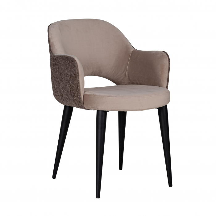 Scaun premium Farru poliester diverse culori si picioare metal negru, cu cotiere, S4483 KHAKI - Richmond Interiors [1]