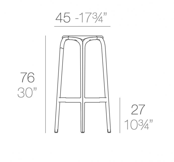 Scaun rotund bar fara brate Brooklin Ø 45x76 cm polipropilena, stil clasic, 65027 - Vondom [5]