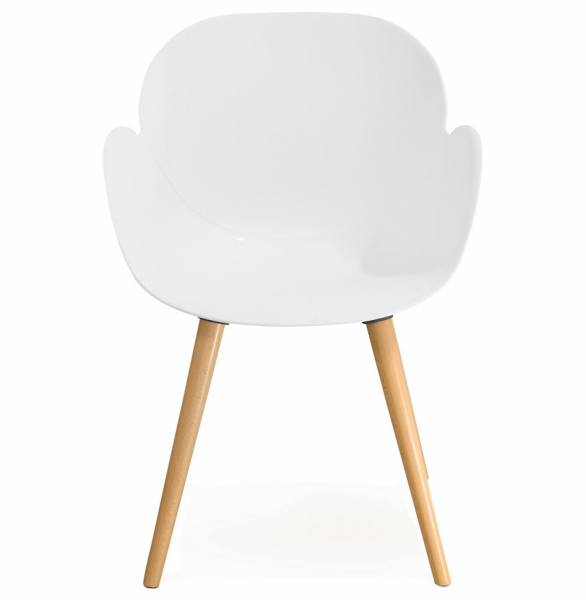 Scaun modern alb cu brate Sitwel stil scandinav, polipropilena / picioare lemn masiv, AC01440WH - Kokoon [2]