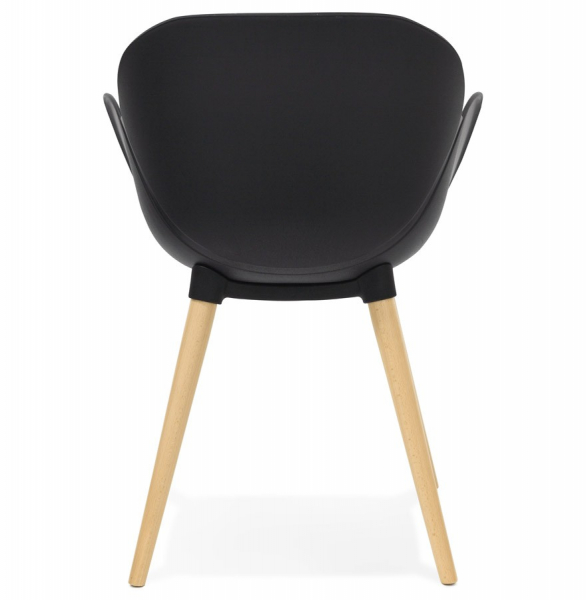 Scaun modern negru Sitwel stil scandinav cu brate, polipropilena / picioare lemn masiv, AC01450BL - Kokoon [4]