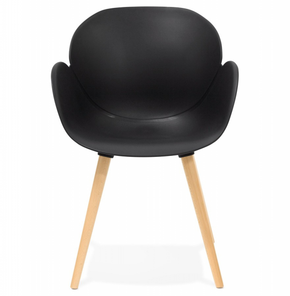 Scaun modern negru Sitwel stil scandinav cu brate, polipropilena / picioare lemn masiv, AC01450BL - Kokoon [2]