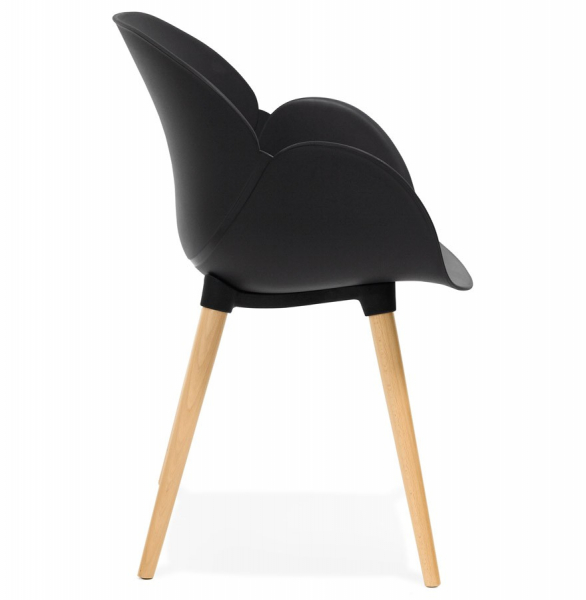 Scaun modern negru Sitwel stil scandinav cu brate, polipropilena / picioare lemn masiv, AC01450BL - Kokoon [3]