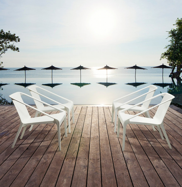 Scaun terasa/piscina alb Soleado Premium forma patrata, polipropilena, AC01500WH - Kokoon [12]