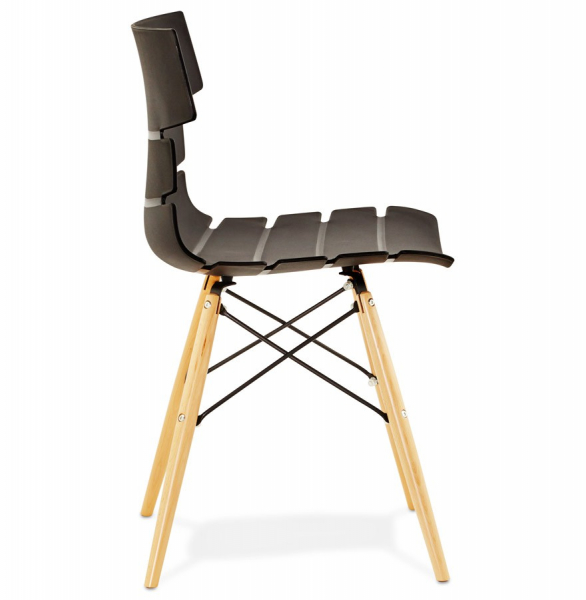 Scaun modern negru Strata premium stil scandinav, polipropilena / picioare lemn masiv, CH01200BL - Kokoon [3]